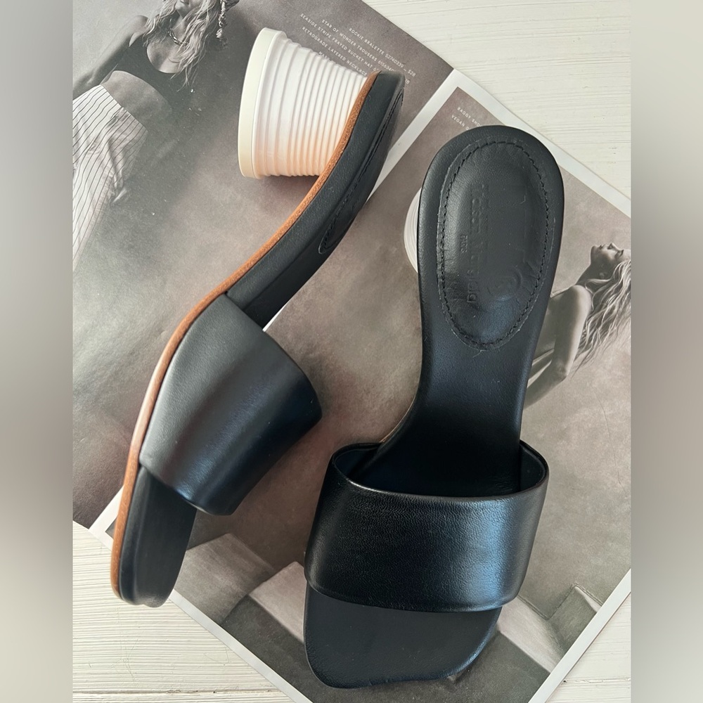 MM6 Maison Margiela Black Leather Women's Slide Sandals